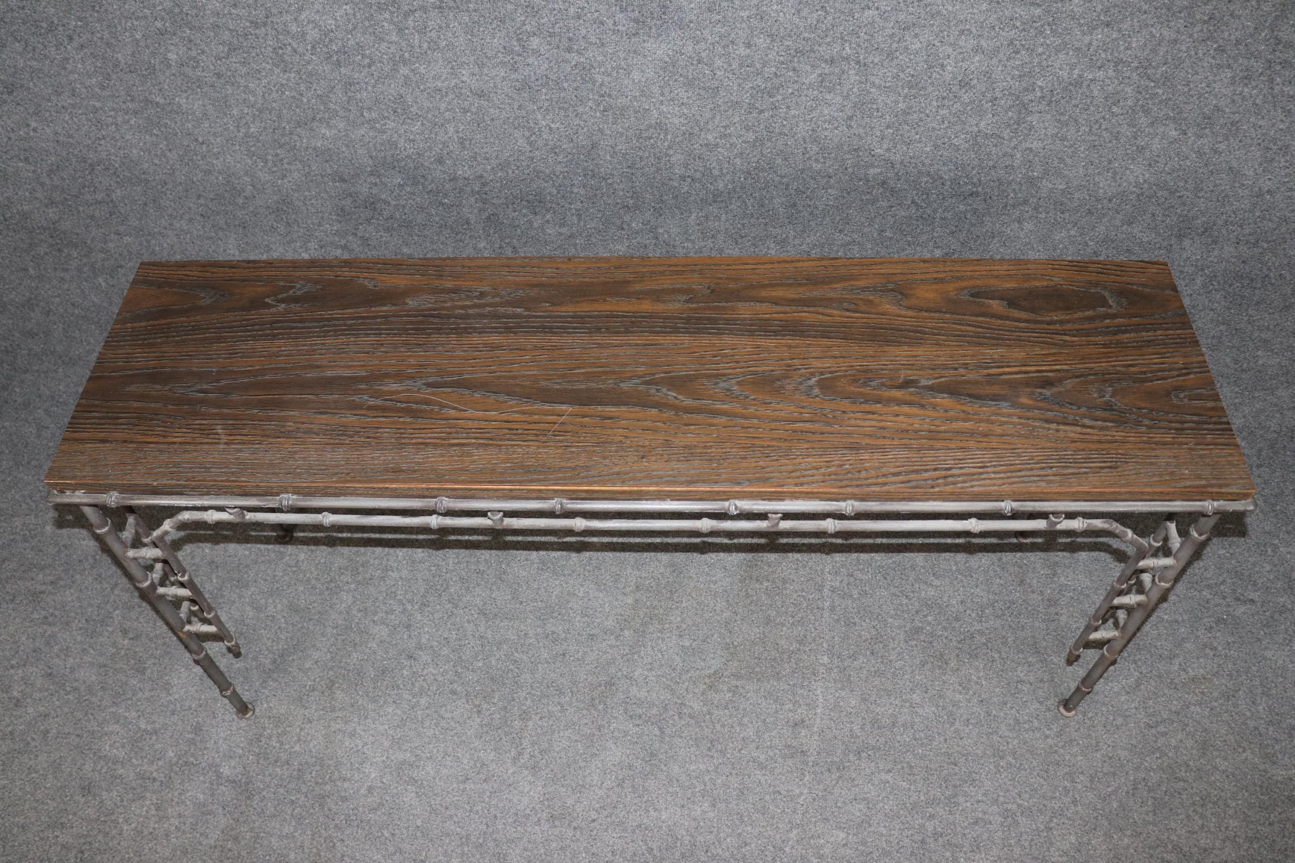 Mid Century Bagues Style Metal Console Table with Formica Top, Sofa Table - Image 5