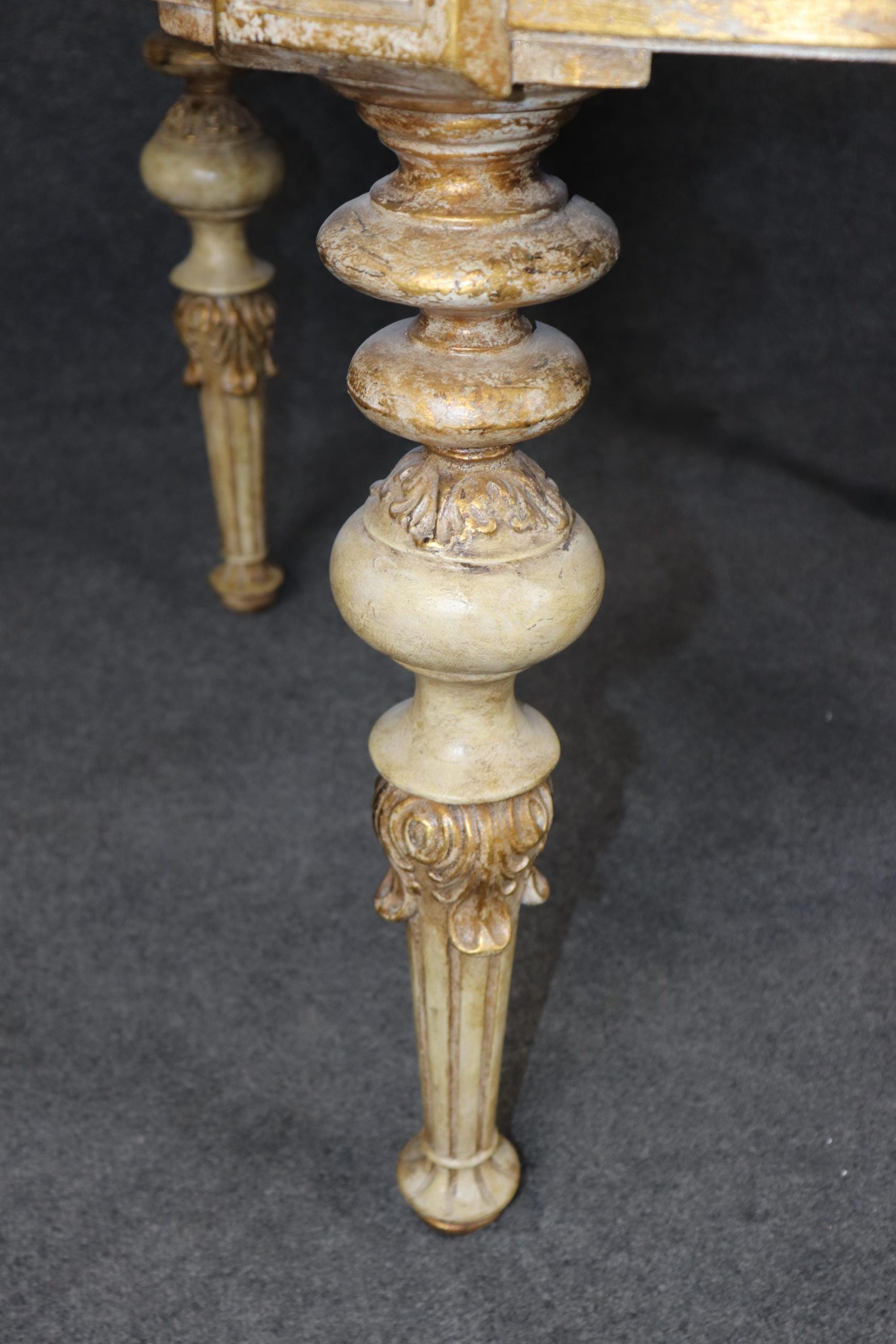 Vintage Directoire Style Paint Decorated Center Table with Gilt Accents and Faux Marble Top, Accent Table - Image 5