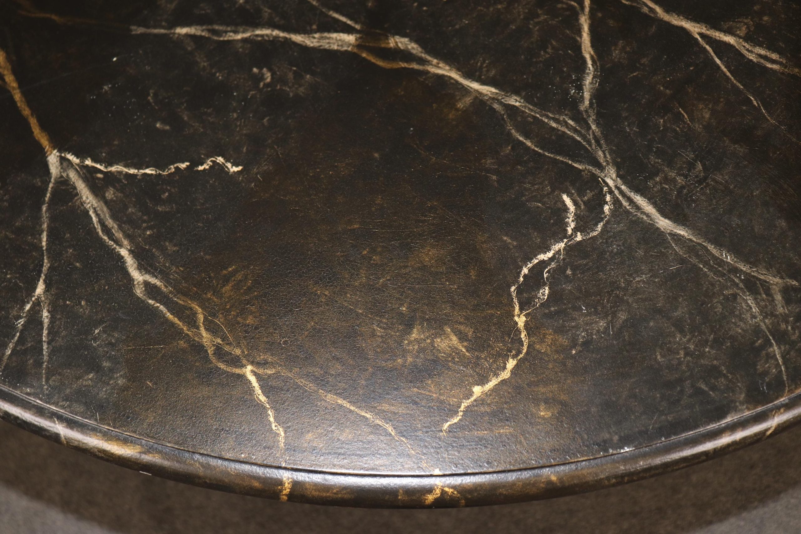 Vintage Directoire Style Paint Decorated Center Table with Gilt Accents and Faux Marble Top, Accent Table - Image 9