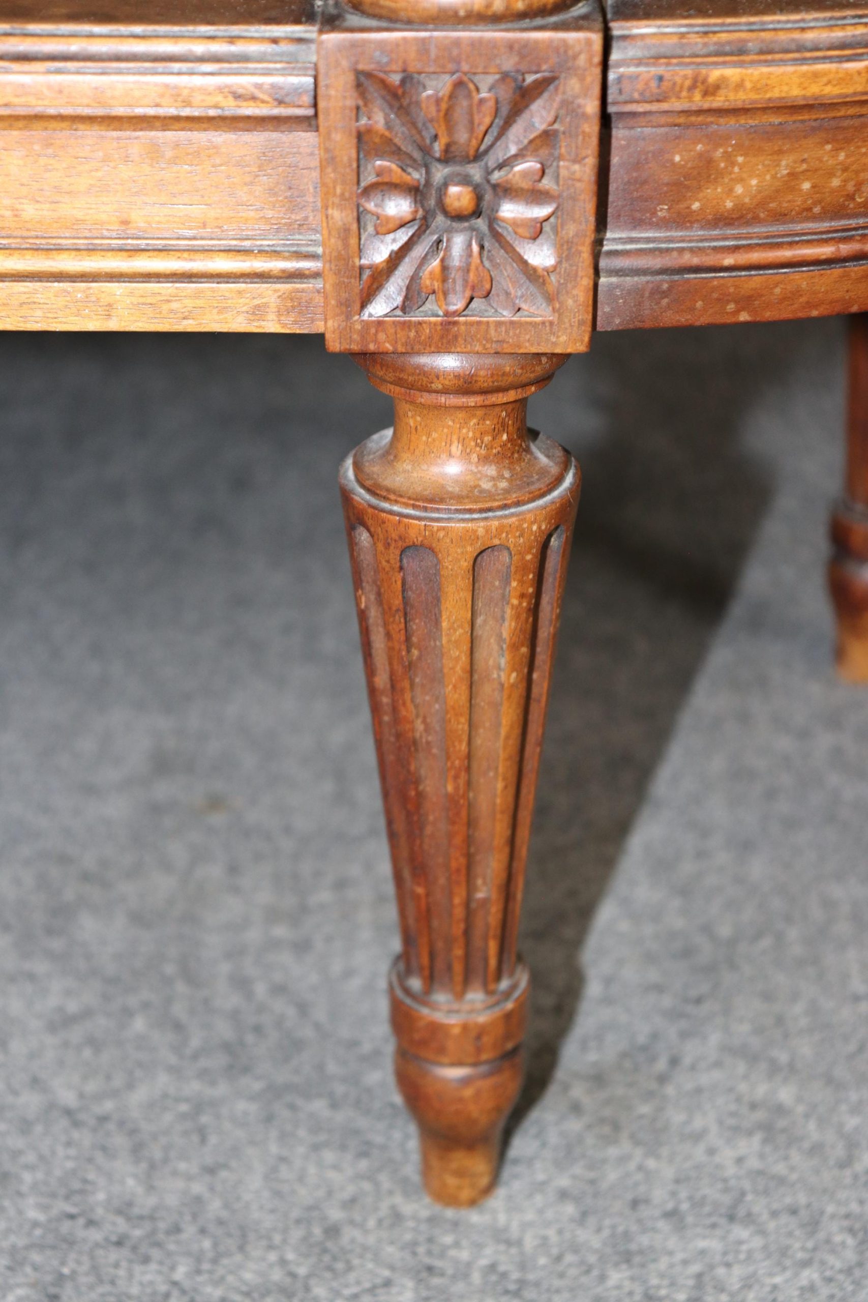 Antique Louis XVI Style Marble Top Console Table: 3-Tier Mahogany Accent Table - Image 8