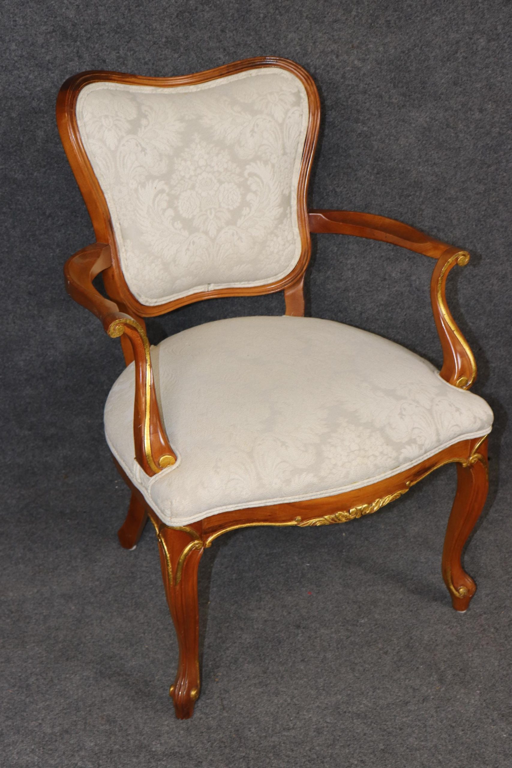 Vintage Louis XV Style Walnut Dining Chairs - Set of 6 - Image 5
