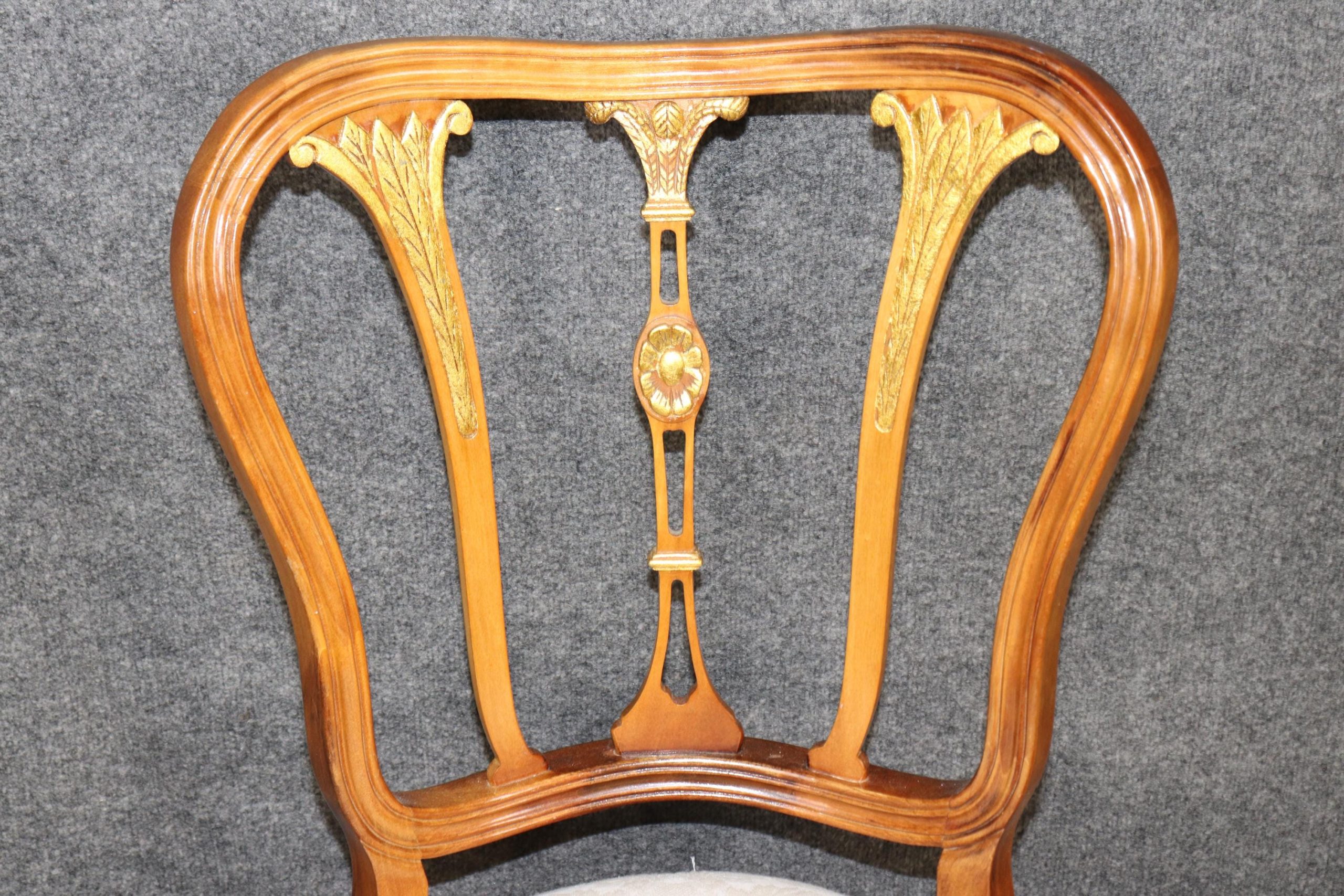 Vintage Louis XV Style Walnut Dining Chairs - Set of 6 - Image 9