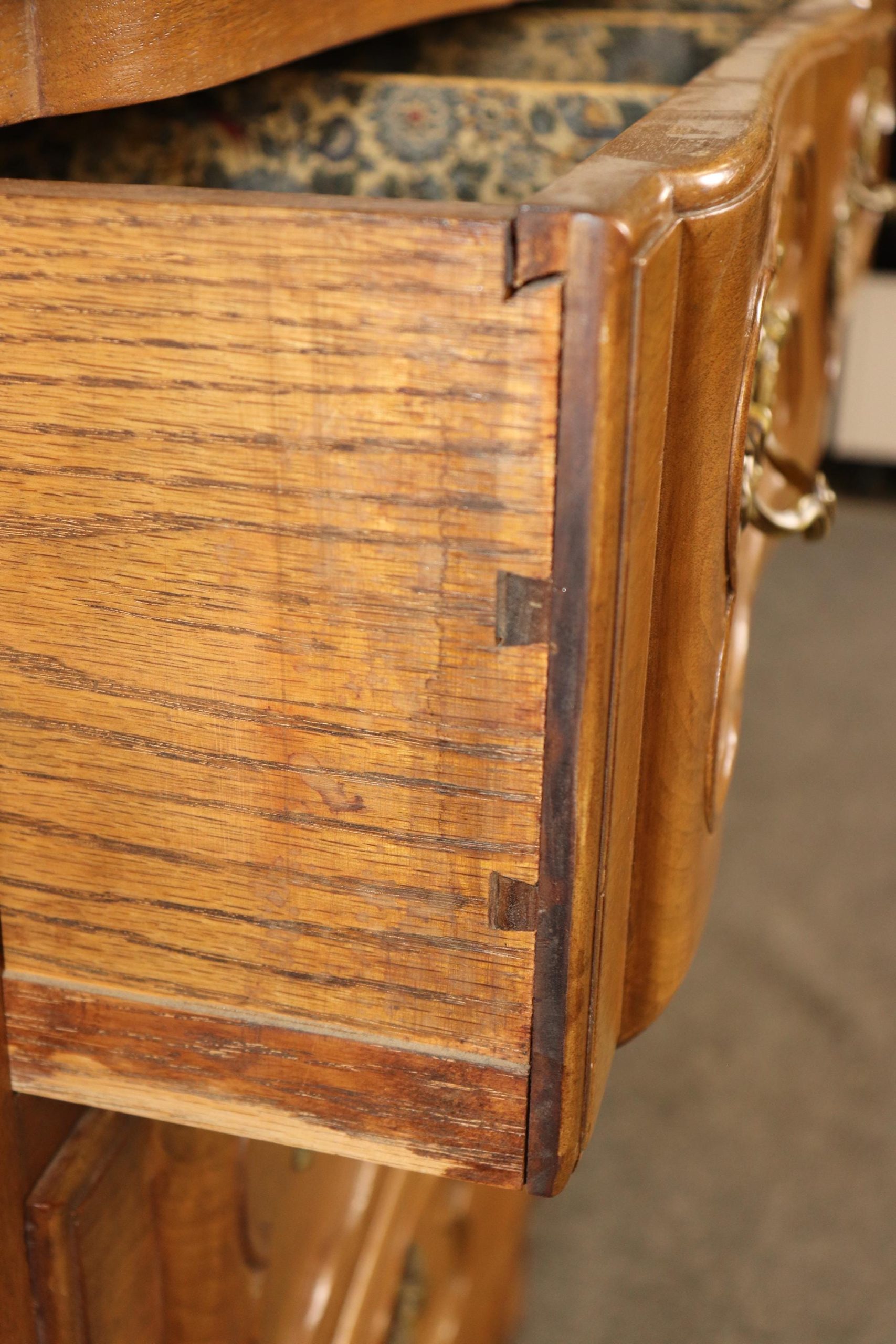 1960s Pair of Country French Louis XV Style Marble Top Commodes, Dressers - Image 8