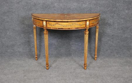 Vintage Maitland Smith Adams Style Demilune Console Table