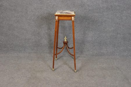 French Vintage Louis XVI Style Bronze Mounted Marble Top Pedestal Table