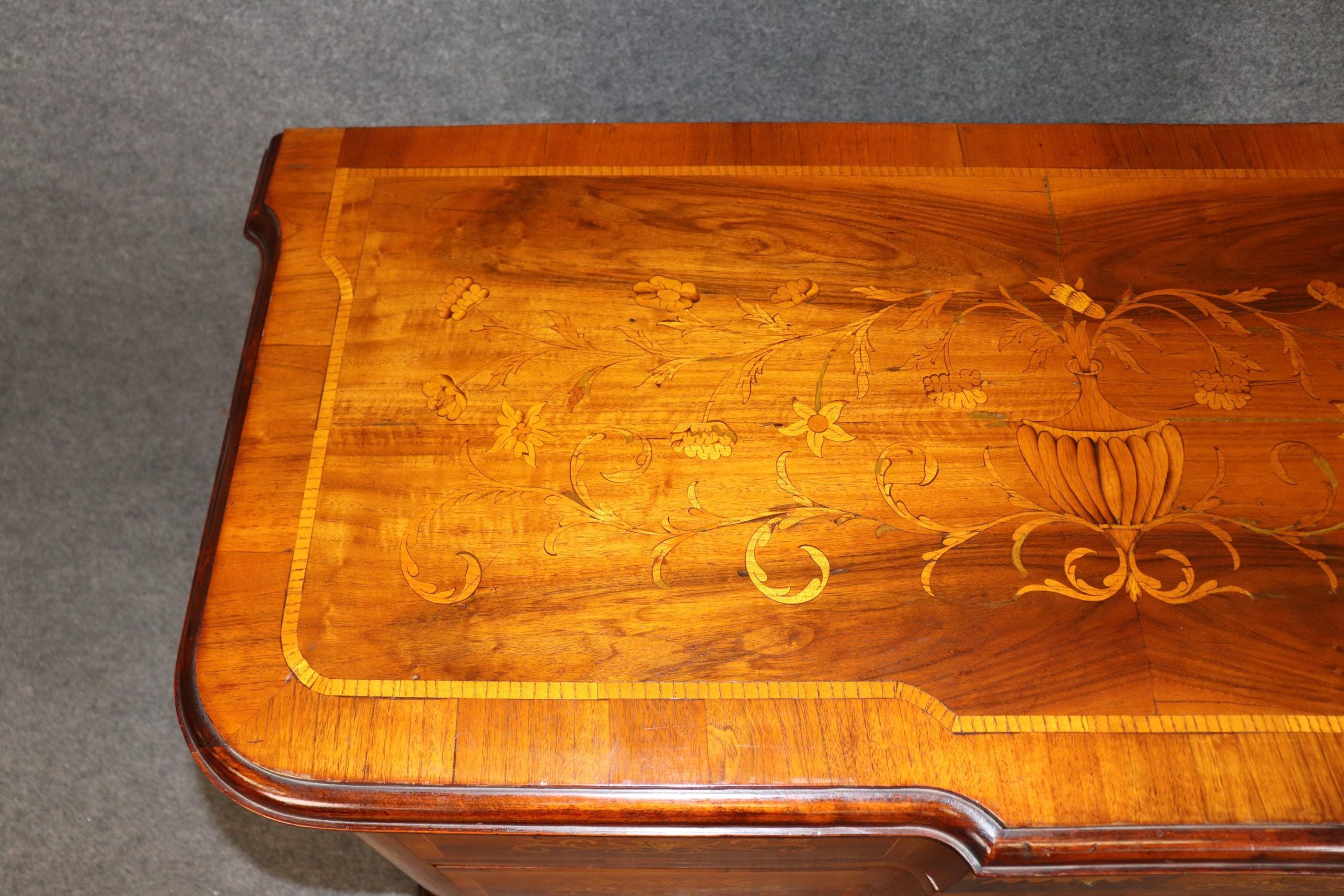 Antique Turn of the Century Italian Marquetry Inlaid 3 Drawer Commode, Chest of Drawers - Image 7