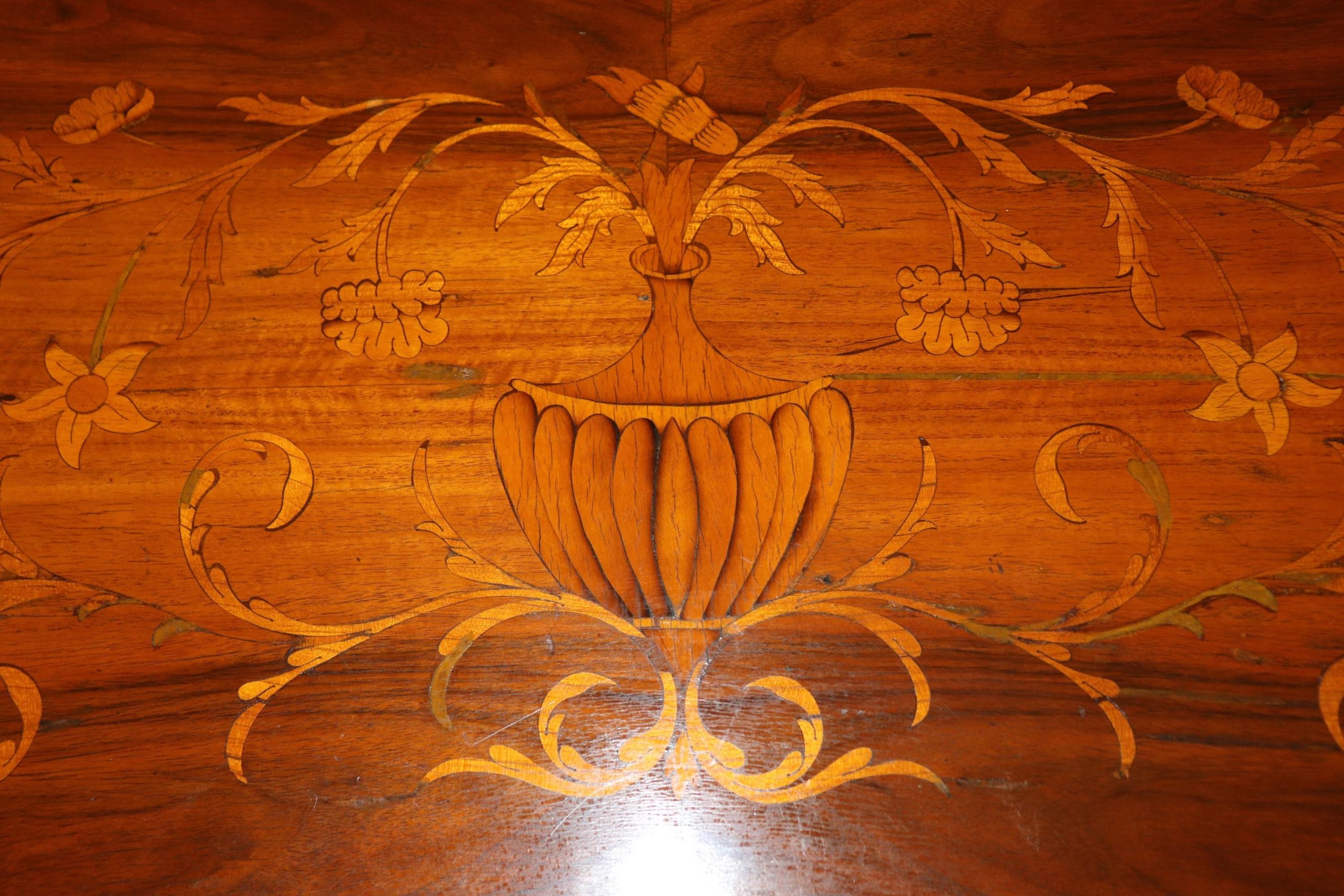 Antique Turn of the Century Italian Marquetry Inlaid 3 Drawer Commode, Chest of Drawers - Image 10
