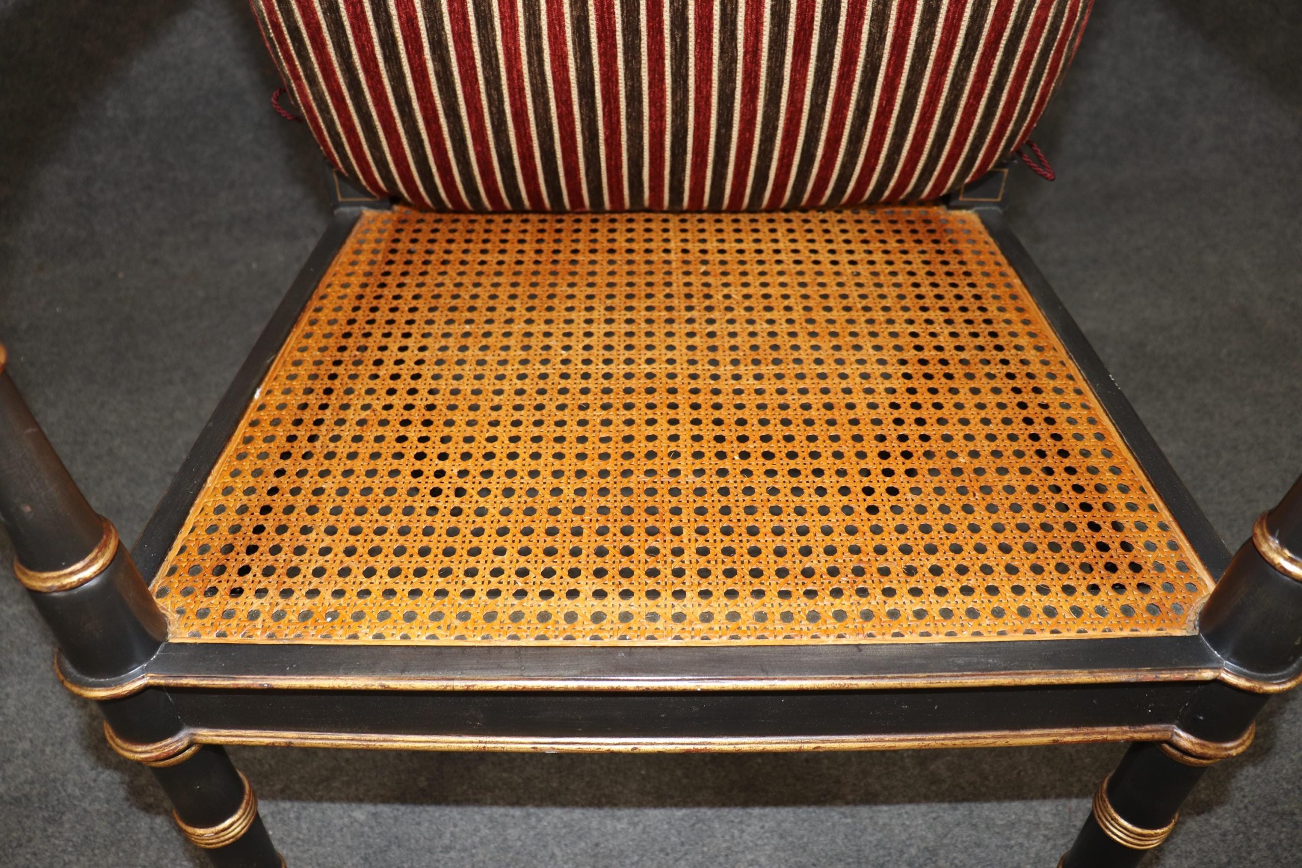 8 Alfonso Marina Ebonized and Gilt Regency Style Dining Chairs, Kitchen Chairs - Image 10