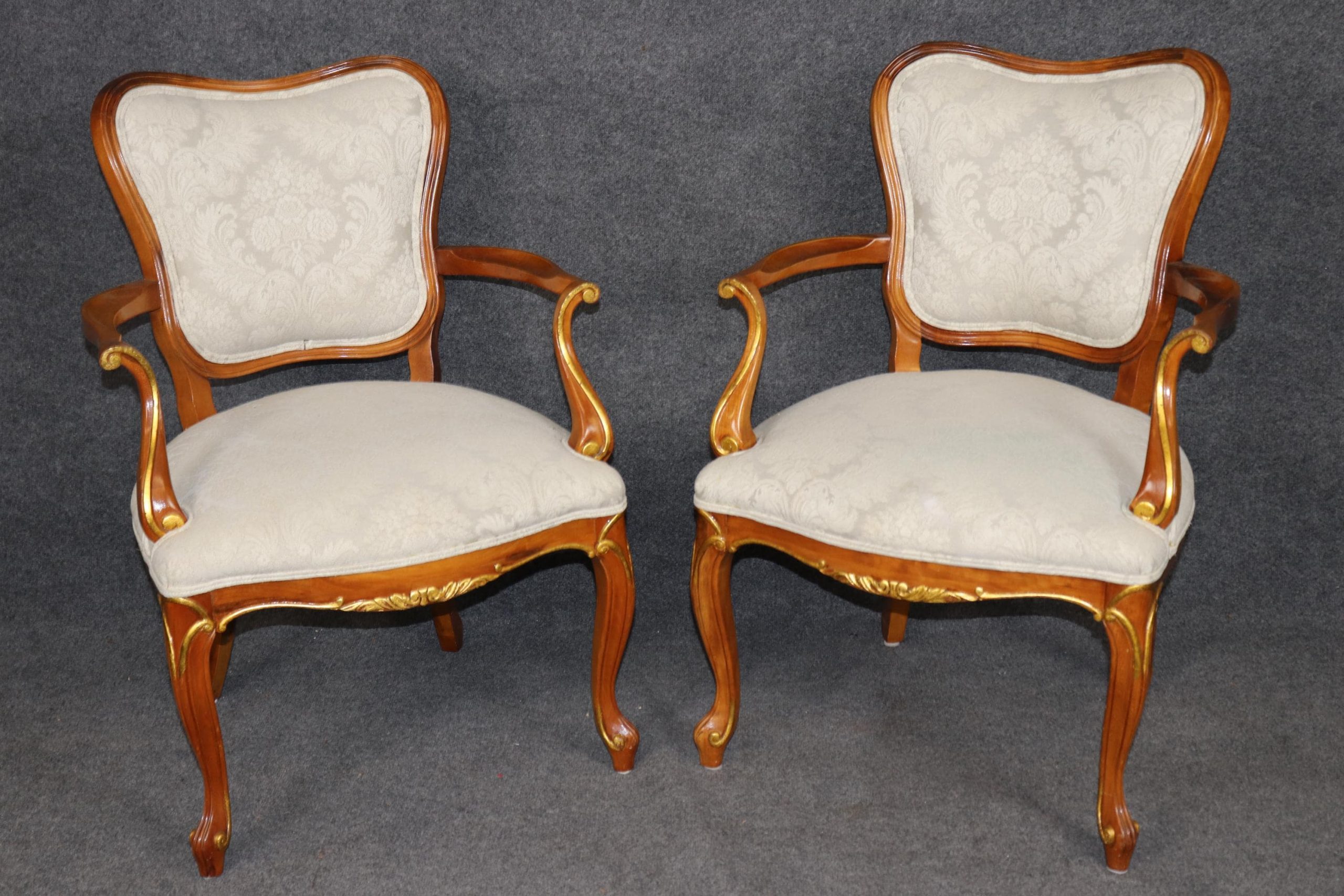 Vintage Louis XV Style Walnut Dining Chairs - Set of 6 - Image 2