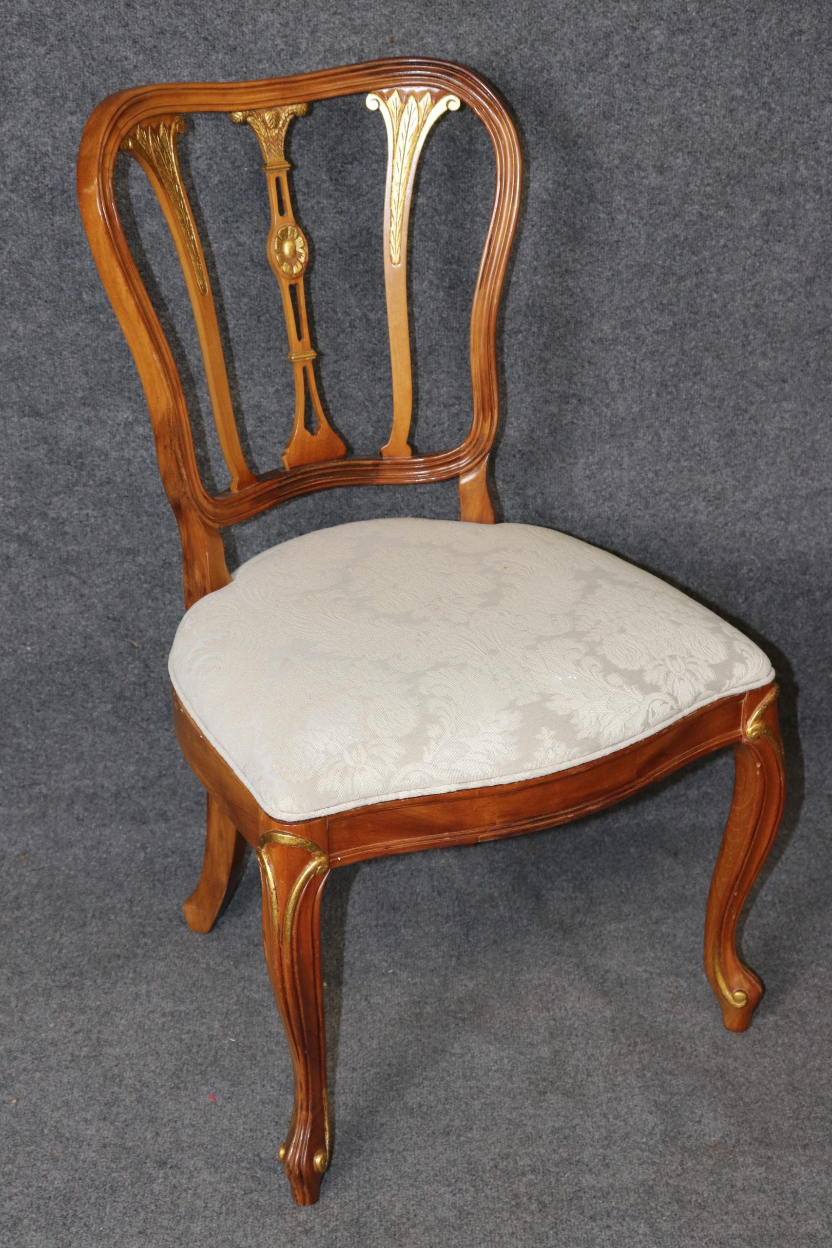 Vintage Louis XV Style Walnut Dining Chairs - Set of 6 - Image 8