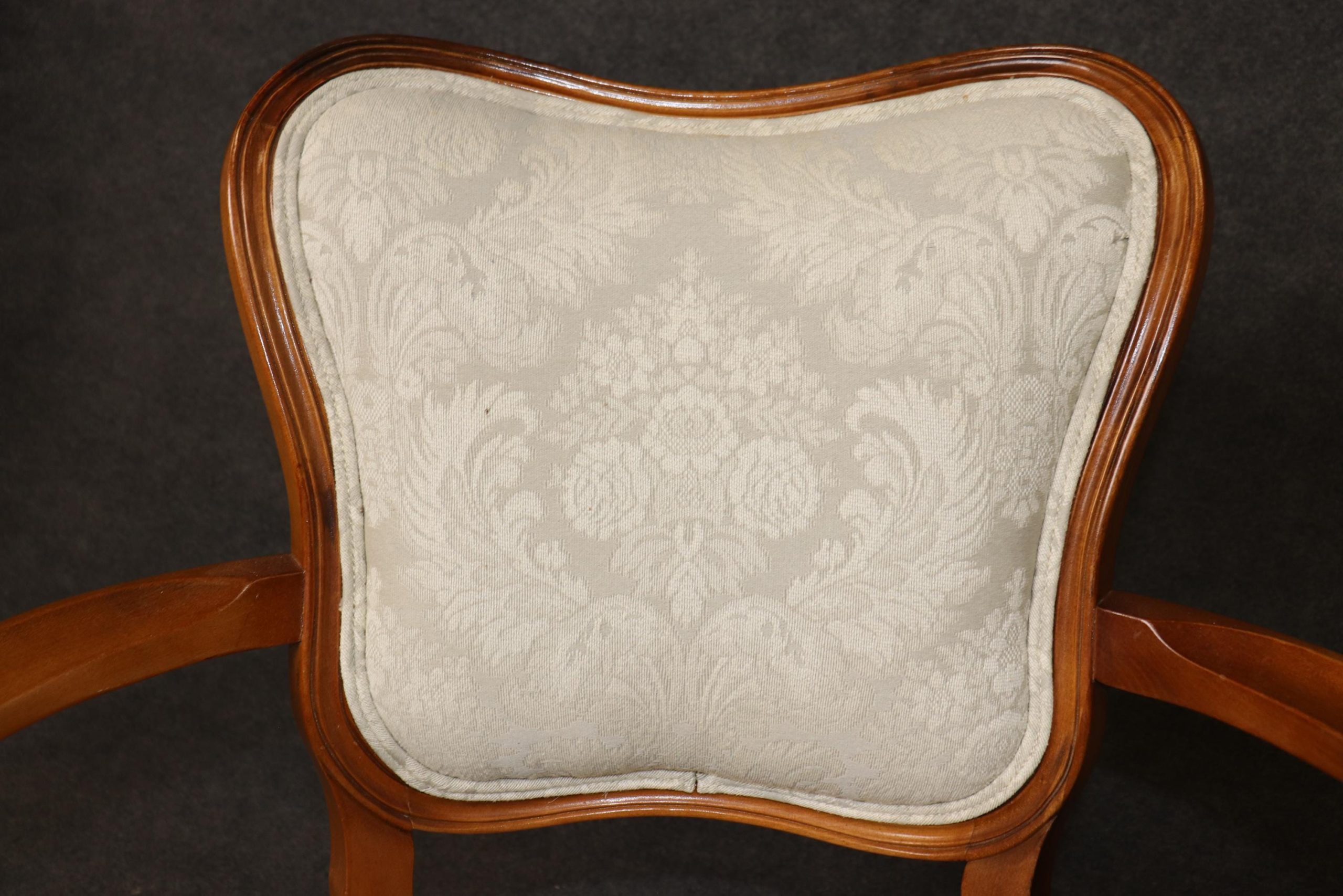 Vintage Louis XV Style Walnut Dining Chairs - Set of 6 - Image 6