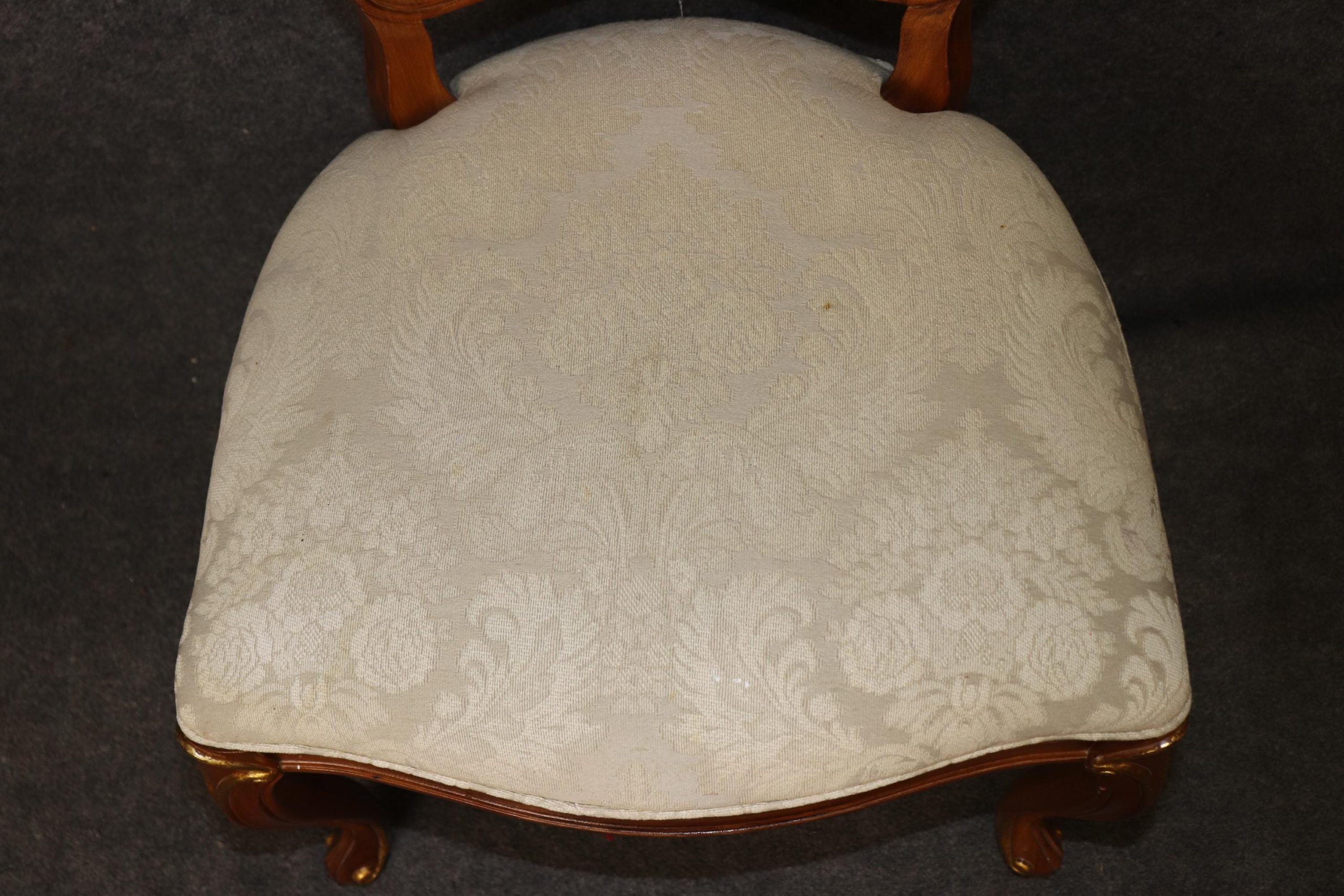 Vintage Louis XV Style Walnut Dining Chairs - Set of 6 - Image 7