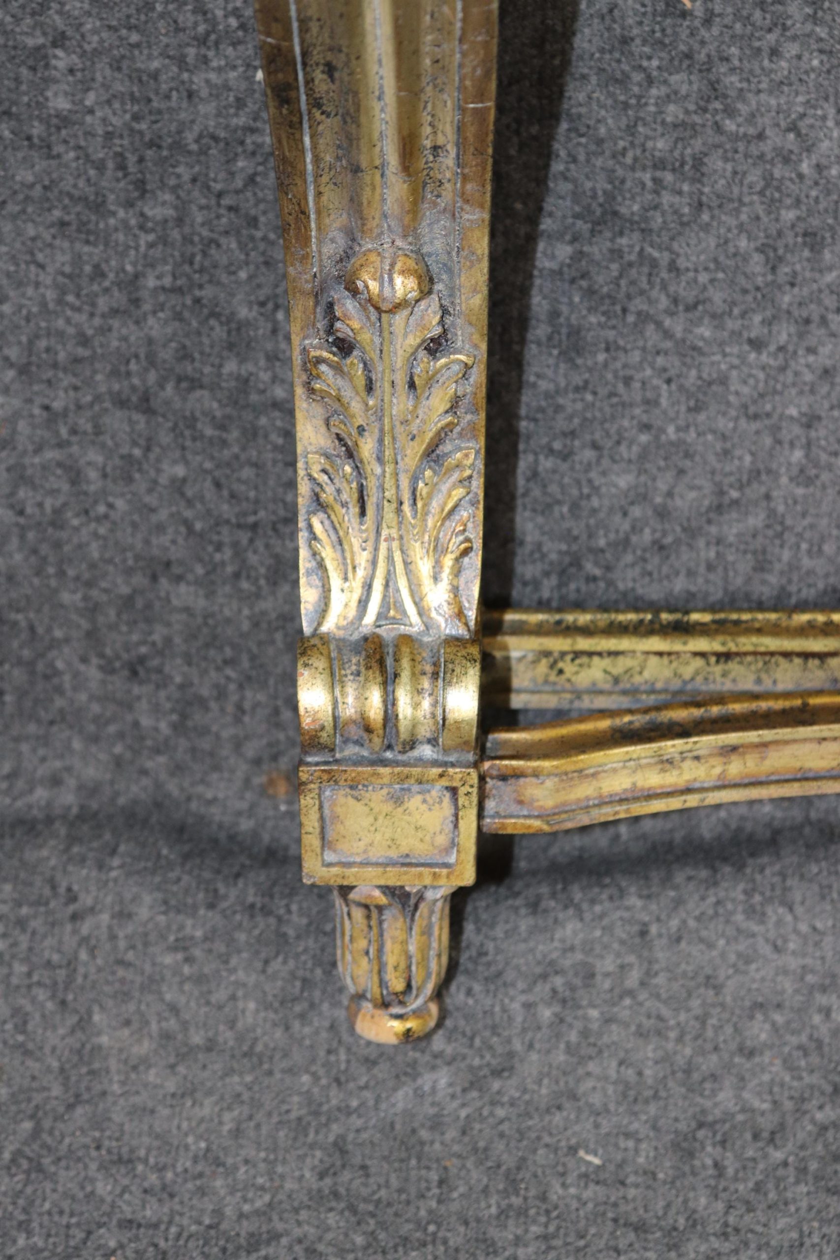 louis XVI Style Distressed Gold Gilt Faux Marble Top Wall Mounted Console Table, Entryway Table - Image 10