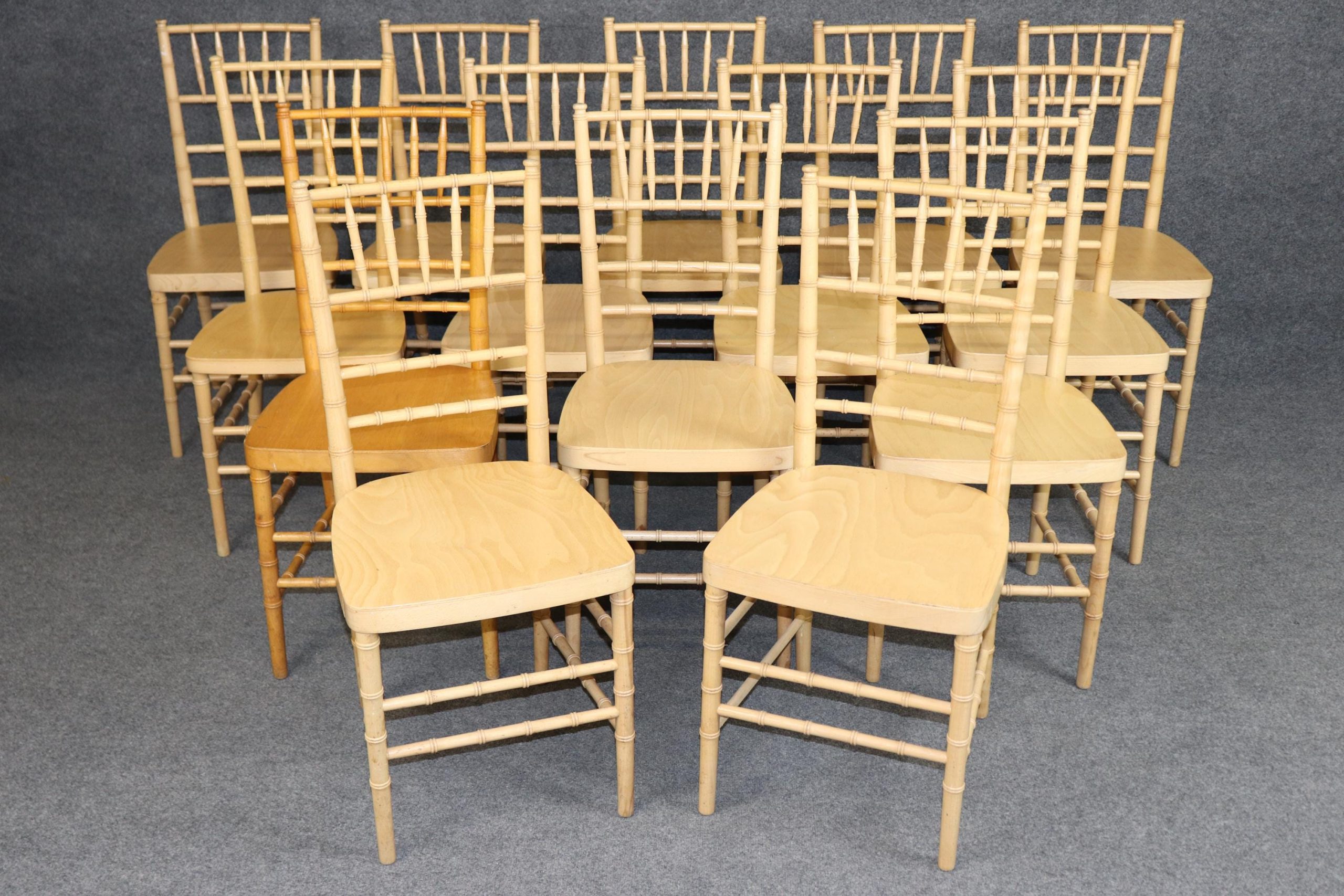 Set of 14 Vintage Hollywood Regency Style Faux Bamboo Side Chairs, Dining Room Chairs - Image 2