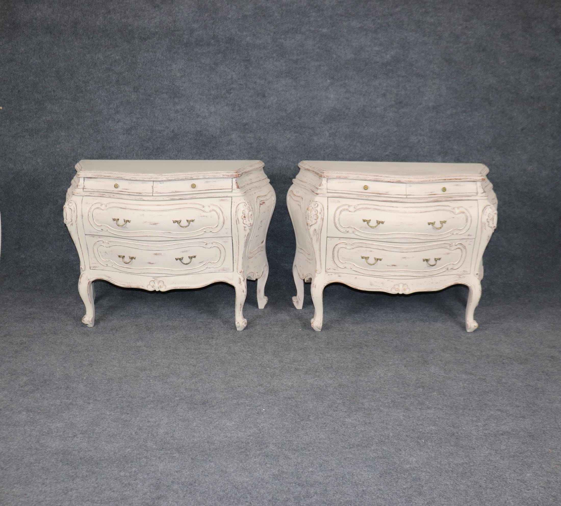 Pair of Swedish Country French Paint Decorated Commodes, Chest of Drawers