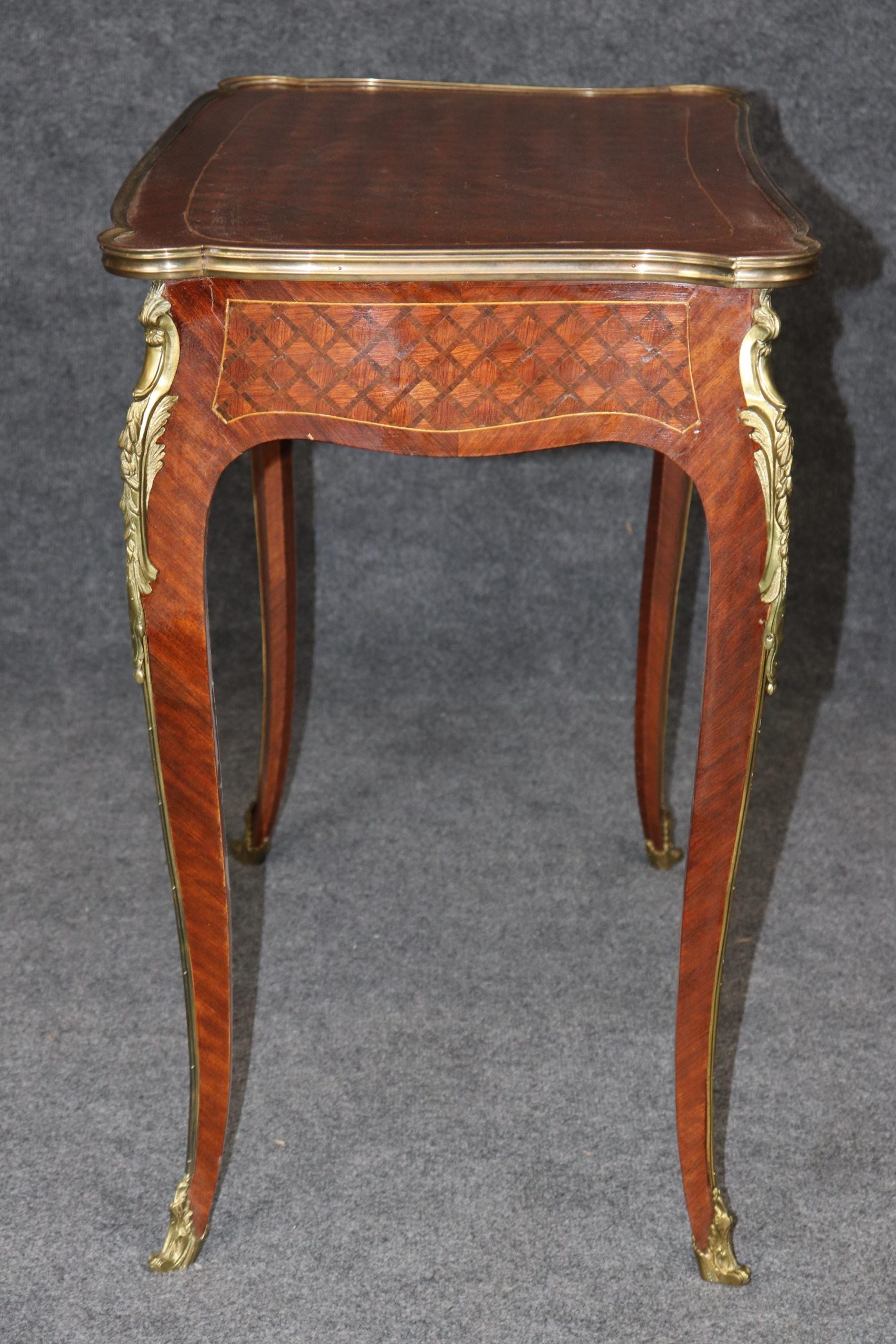 Antique Louis XV Style Bronze Mounted Inlaid End Table in the manner of Francois Linke, Side Table - Image 3