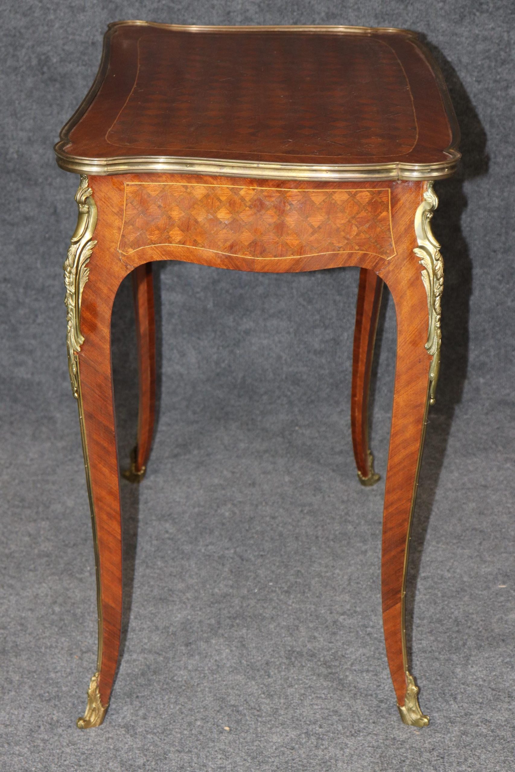 Antique Louis XV Style Bronze Mounted Inlaid End Table in the manner of Francois Linke, Side Table - Image 5