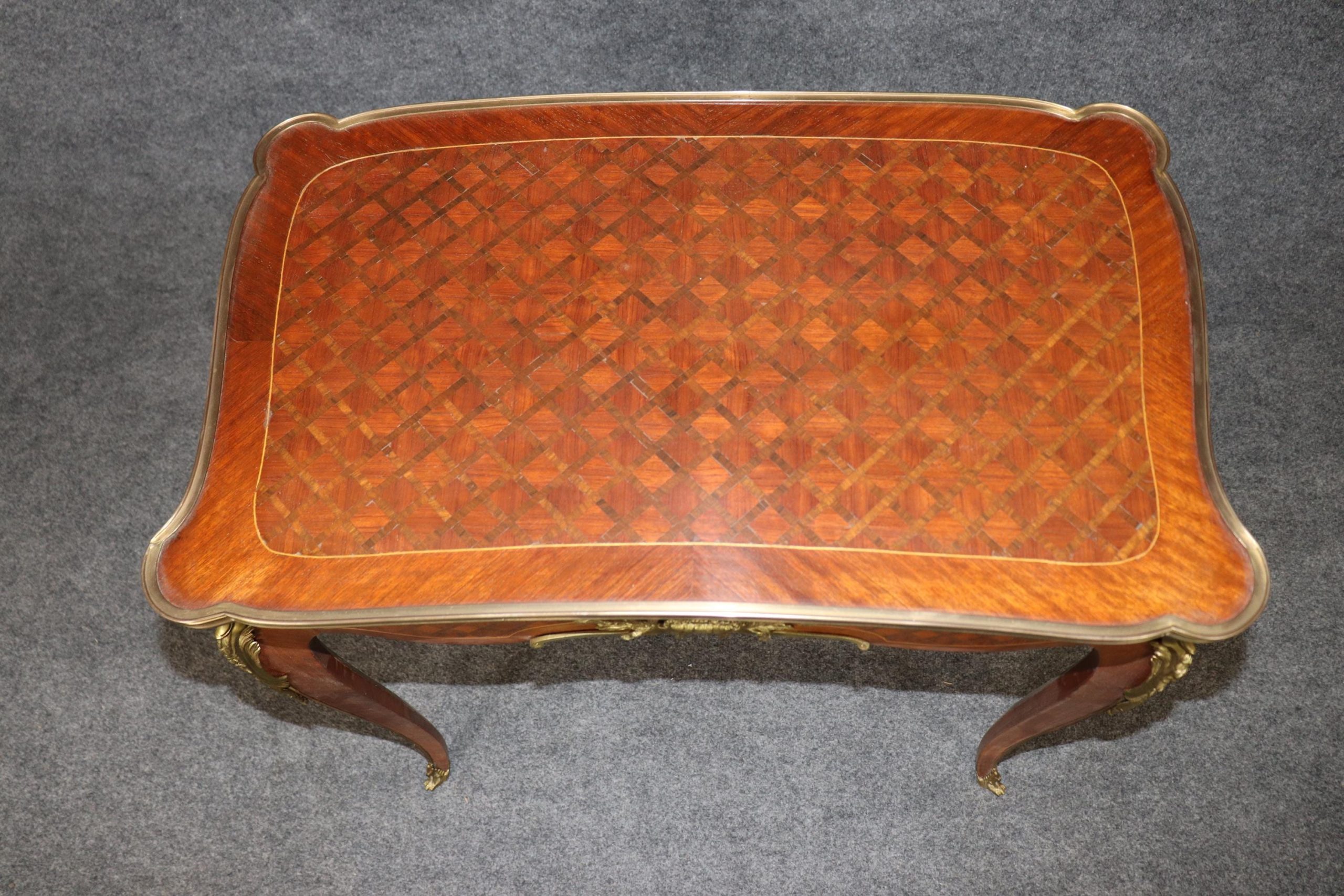 Antique Louis XV Style Bronze Mounted Inlaid End Table in the manner of Francois Linke, Side Table - Image 7
