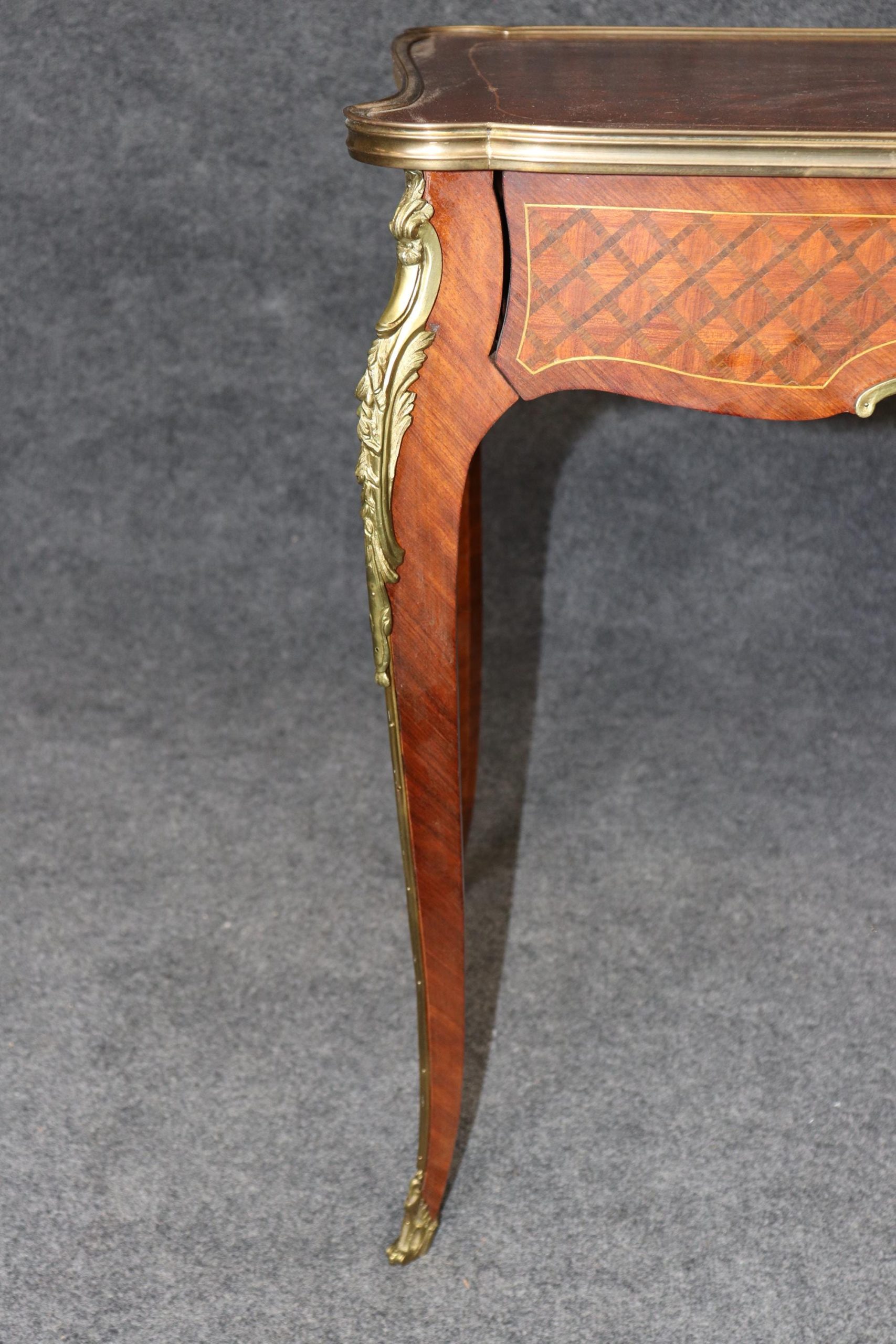 Antique Louis XV Style Bronze Mounted Inlaid End Table in the manner of Francois Linke, Side Table - Image 8