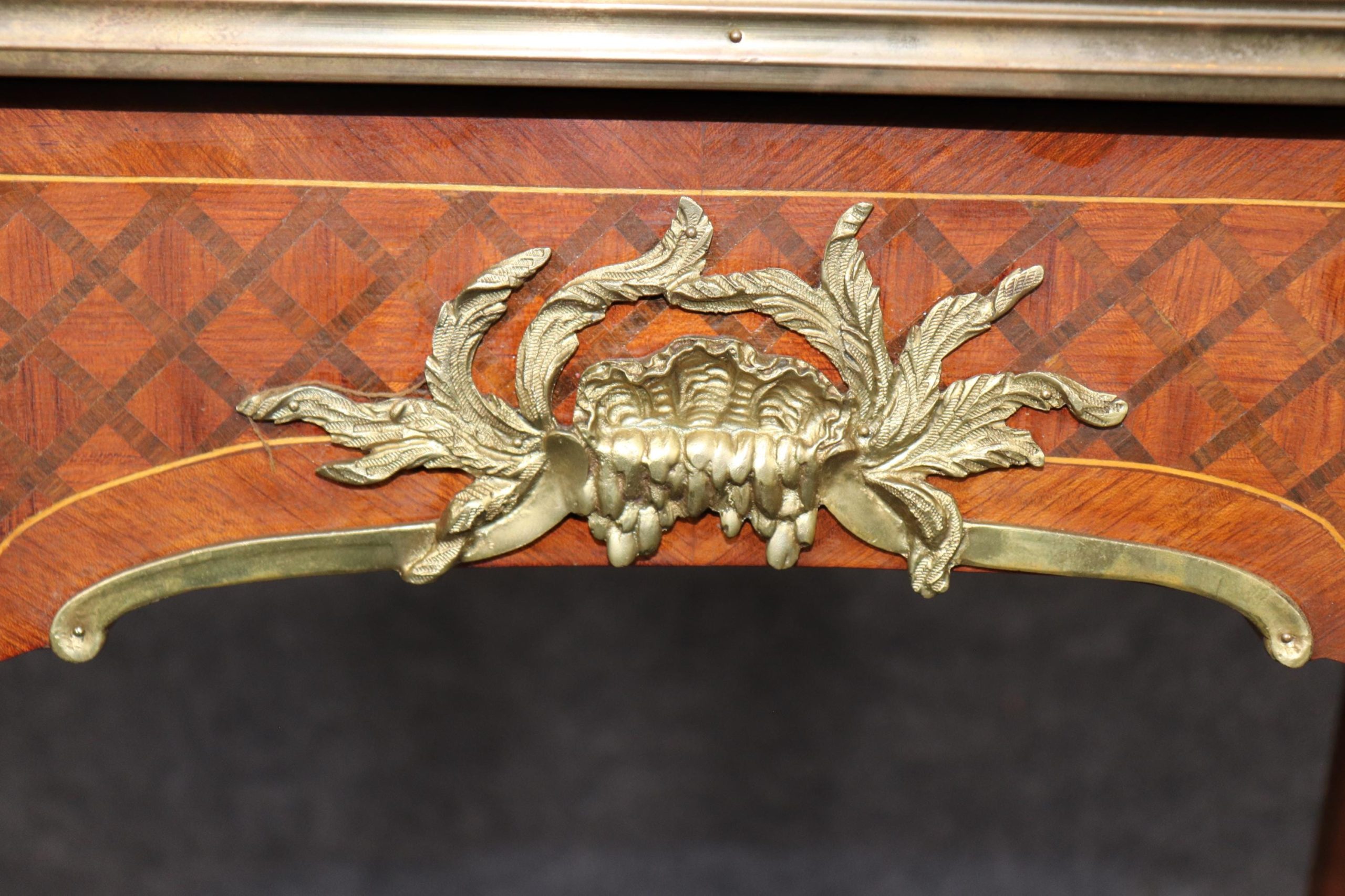 Antique Louis XV Style Bronze Mounted Inlaid End Table in the manner of Francois Linke, Side Table - Image 9