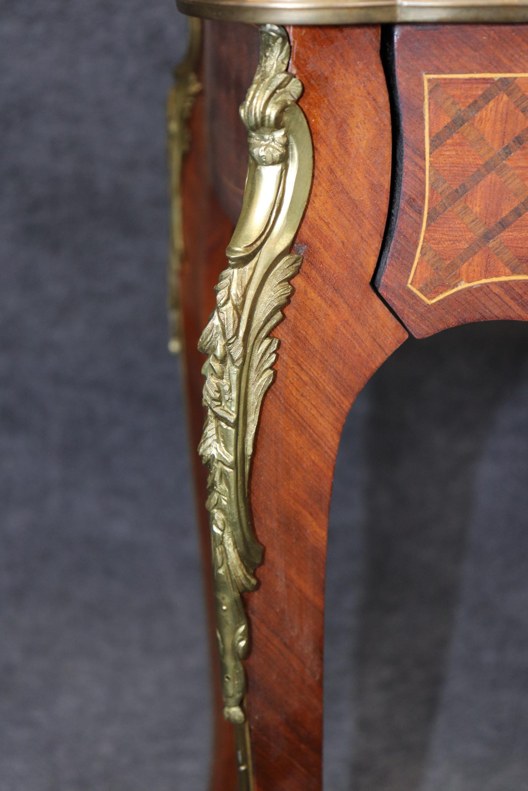 Antique Louis XV Style Bronze Mounted Inlaid End Table in the manner of Francois Linke, Side Table - Image 10