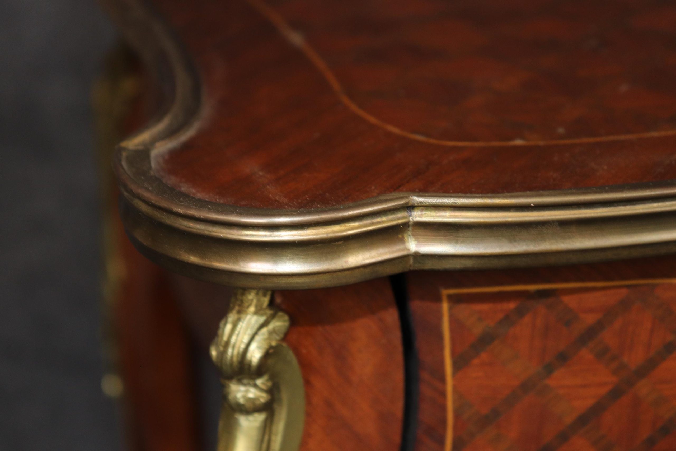 Antique Louis XV Style Bronze Mounted Inlaid End Table in the manner of Francois Linke, Side Table - Image 12