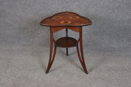 Antique French Art Nouveau Marquetry Inlaid End Table Attributed to Emile Galle, Side Table