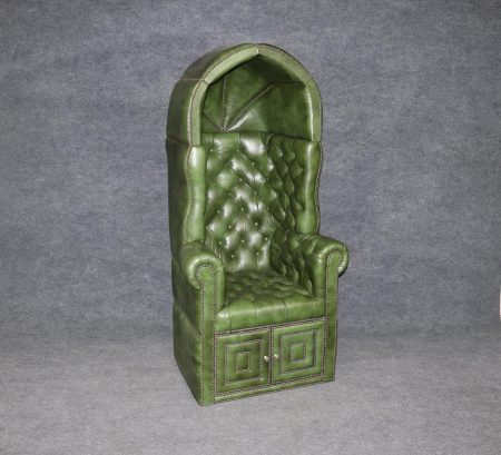 Chesterfield Style Vintage Green Tufted Porter Chair, Accent Chair