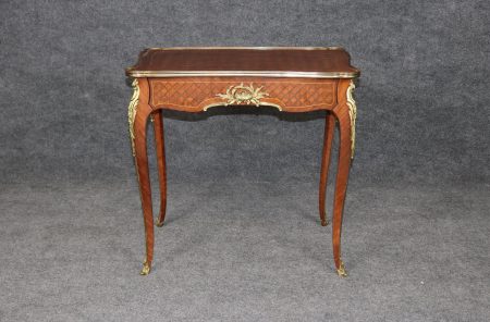 Antique Louis XV Style Bronze Mounted Inlaid End Table in the manner of Francois Linke, Side Table