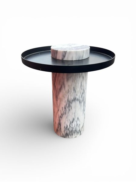 modern deco style, metal and marble accent table