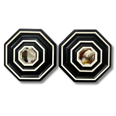 Pair of Vintage 1970s 3d Mirrored Wall Art